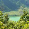 Der Kalterer See schimmert gr&uuml;n zwischen den B&auml;umen hervor - Foto: ED, &copy; Peer